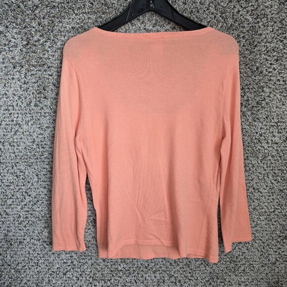 Talbots Sweater Womens Small Peach Scoop Neck 3/4 Sleeve Viscose Nylon Ladies - Picture 8 of 8